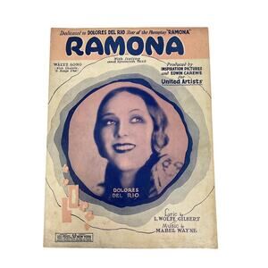 Ramona Sheet Music Dolores Del Rio Edwin Carewe Gilbert Wayne Waltz